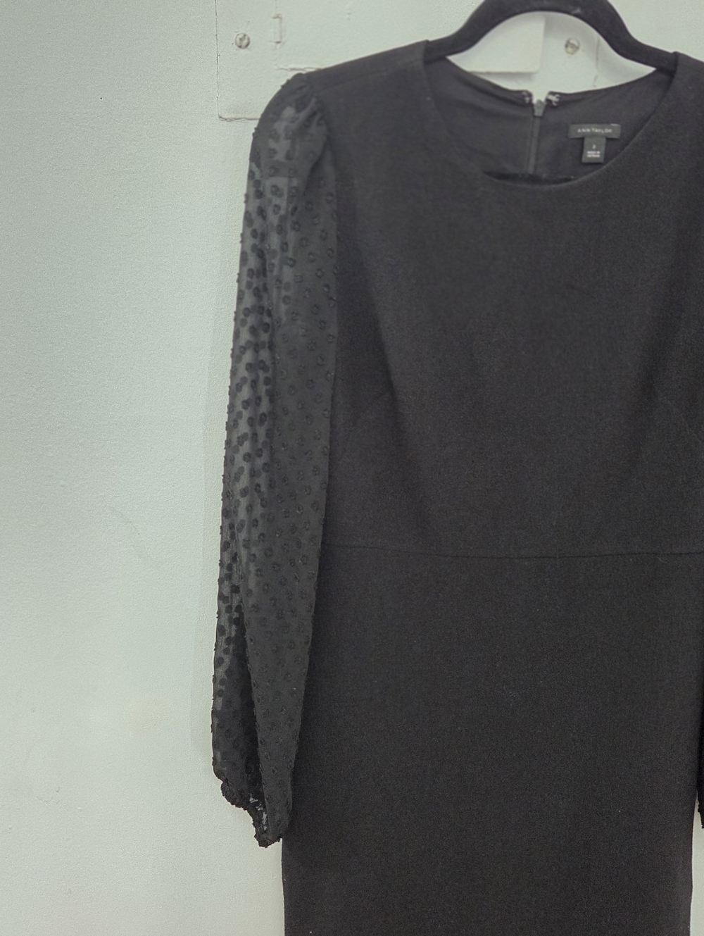 Ann Taylor Dot Illusion Sleeve Sheath Dress - Picture 6 of 7
